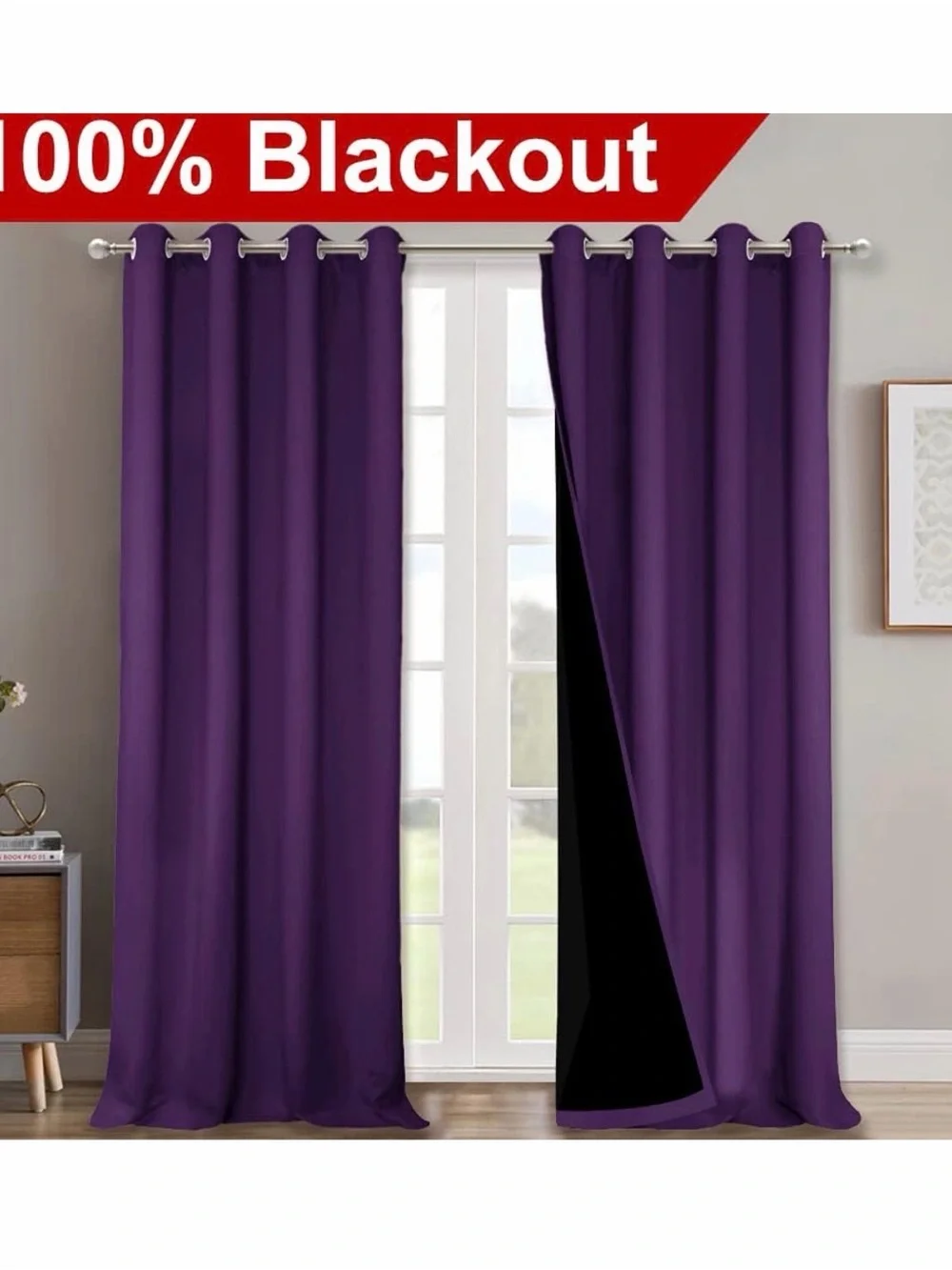 Vibrant Purple Grommet Drapes - Set of Panels 52” X 95”